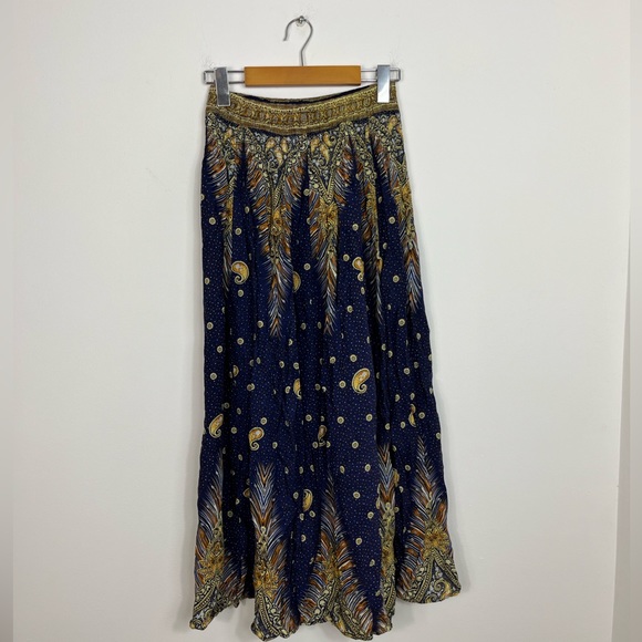 Vintage Bohemian Paisley Print Maxi Skirt Sz S - Picture 2 of 12